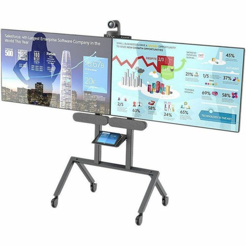 Heckler Design AV Cart for Logitech Rally Plus - 4 Casters - 4 10160 mm Caster Size - Powder Coated Steel - Black Gray H715-BG