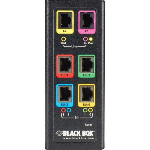 Black Box Industrial Ethernet Extender Multi-Drop Unit - G-SHDSL 2-Wire 15-Mbps - 4 x Network RJ-45 - 3280840 ft 10000000 mm LB532A-M-R2