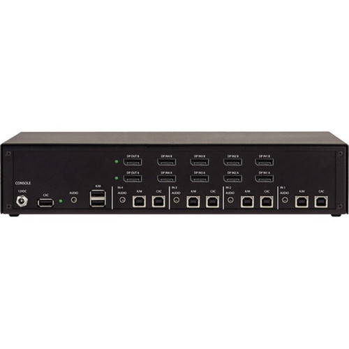Black Box Secure KVM Switch - DisplayPort - 2 Computers - 4 Local Users - 4K - 3840 x 2160 - 11 x USB - 10 x DisplayPort - TAA KVS4-2004VX