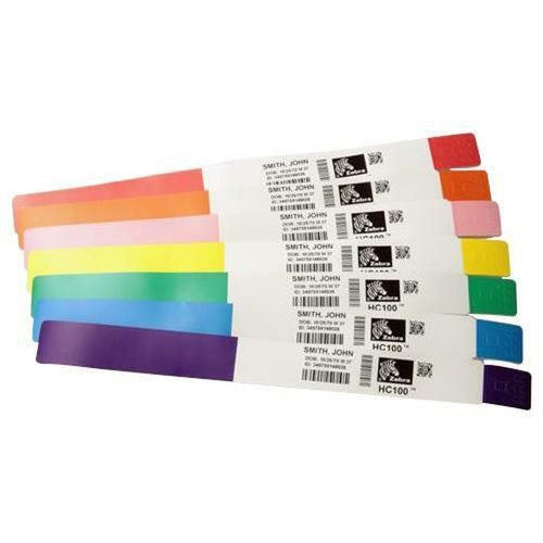 Zebra Z-Band Fun Thermal Label - 1 Width x 10 Length - Permanent Adhesive - Direct Thermal - Pink - Polypropylene - 800  Roll - 4  10012714-5
