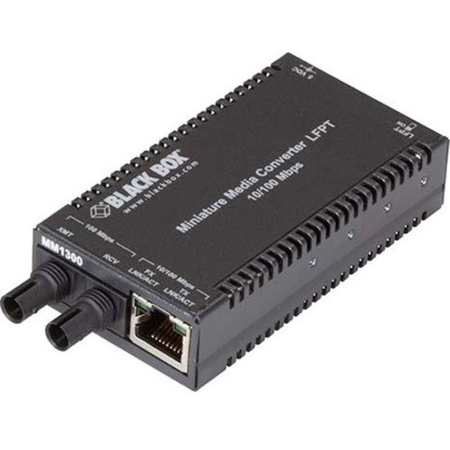 Black Box MultiPower Miniature TransceiverMedia Converter - 1 x Network RJ-45 - 1 x ST Ports - DuplexST Port - Multi-mode - Fast - LHC013A-R4