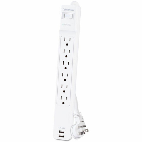 CyberPower Professional CSP606U42A Surge SuppressorProtector - 6 x NEMA 5-15R 2 x USB - 900 J - 125 V AC Input - 45 kA - 6 ft CSP606U42A