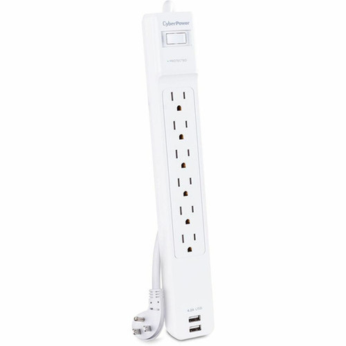 CyberPower Professional CSP606U42A Surge SuppressorProtector - 6 x NEMA 5-15R 2 x USB - 900 J - 125 V AC Input - 45 kA - 6 ft CSP606U42A