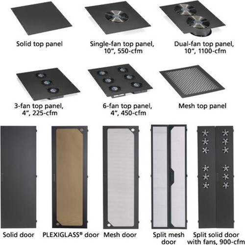 Black Box Elite EC45U3036TPMS6NK Rack Cabinet - For PDU Server - 45U Rack Height - 6 Fans - Black - Plexiglas Mesh Steel - TAA EC45U3036TPMS6NK