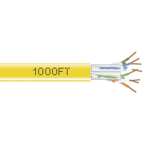 Black Box CAT6 550-MHz Solid Bulk Cable UTP CMR PVC Yellow 1000FT Pull-Box - 1000 ft Category 6 Network Cable for Patch Panel Network EYN872A-PB-1000