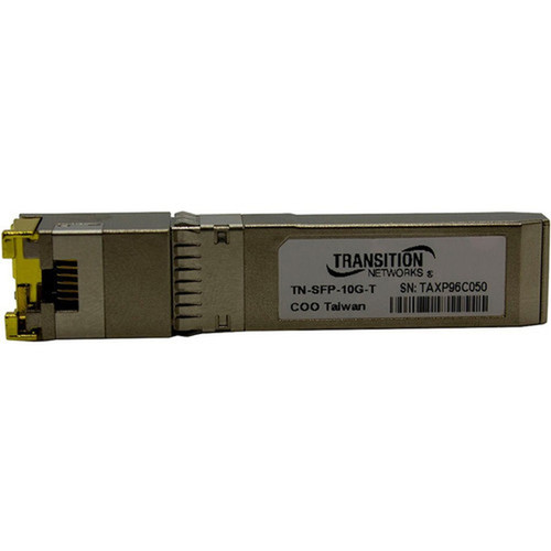 Transition Networks SFP Module - For Data Networking Optical Network - 1 x RJ-45 10GBase-T LAN - Twisted Pair10 Gigabit Ethernet - TN-SFP-10G-T
