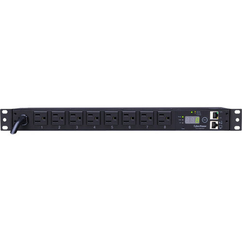 CyberPower Monitored PDU RM 1U PDU15M8FNET 15A 8-Outlet - Monitored - NEMA 5-15P - 8 x NEMA 5-15R - 120 V AC - Network RJ-45 - 1U - PDU15M8FNET