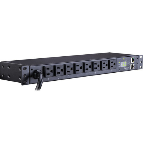 CyberPower Monitored PDU RM 1U PDU15M8FNET 15A 8-Outlet - Monitored - NEMA 5-15P - 8 x NEMA 5-15R - 120 V AC - Network RJ-45 - 1U - PDU15M8FNET