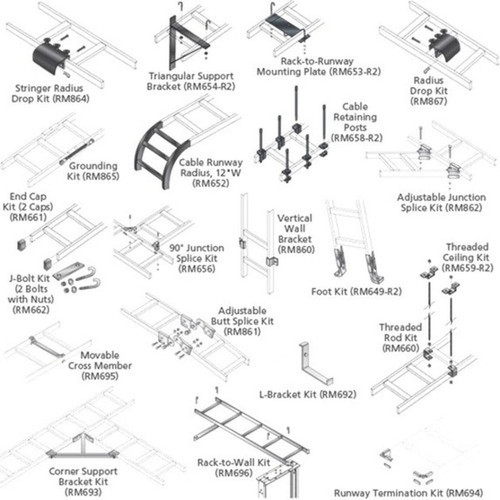 Black Box Section - 12W x 10L Black 3-Pack - Cable Ladder - Black - 3 - 10 Length - Steel - TAA Compliant RM651-3PK
