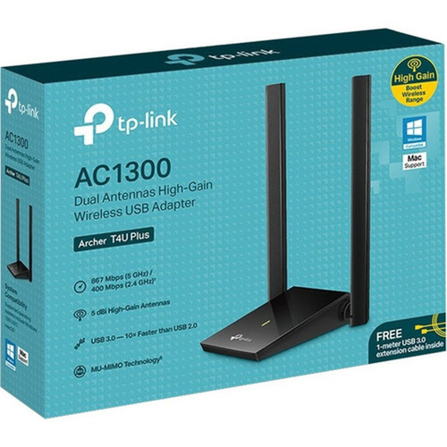 TP-Link Archer T4U Plus IEEE 80211ac Dual Band Wi-Fi Adapter for Desktop ComputerNotebookWireless Router - USB 30 - 127 Gbits - ARCHER T4U PLUS