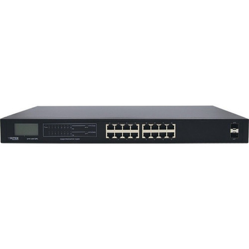 DITEK 16-Port Gigabit Ethernet PoE Switch - 16 Ports - Gigabit Ethernet - 101001000Base-T 1001000Base-X - TAA Compliant - 2 Layer DTK-SW16PL