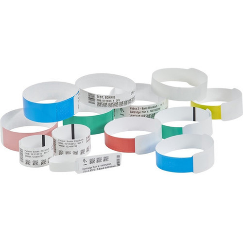Zebra Z-Band UltraSoft Thermal Label - 34 Width x 11 Length - Permanent Adhesive - Direct Thermal - White - Polypropylene - 175  - 10018855