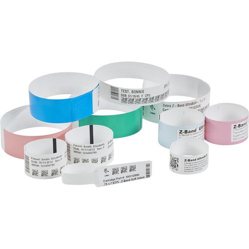 Zebra Z-Band UltraSoft Thermal Label - 34 Width x 11 Length - Permanent Adhesive - Direct Thermal - White - Polypropylene - 175  - 10018855