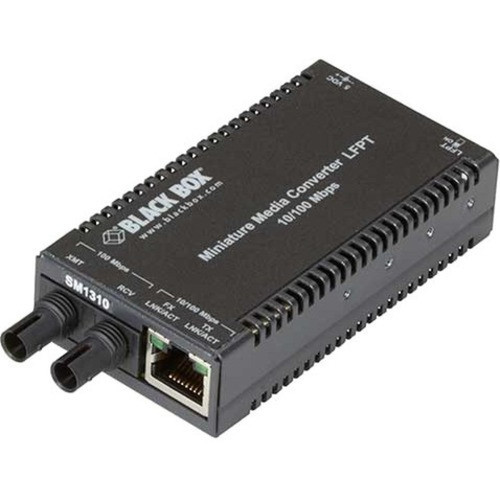 Black Box MultiPower Miniature TransceiverMedia Converter - 1 x Network RJ-45 - 2 x ST Ports - DuplexST Port - Single-mode - Fast - LHC036A-R4
