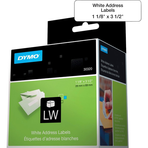 Dymo High-Capacity Address Labels - Permanent Adhesive - 1 1/8" Width x 3 1/2" Length - Rectangle - Direct Thermal - White - Paper - / (Fleet Network)
