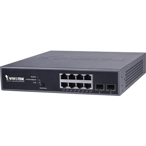 Vivotek 8xGE PoE  2xGE SFP VivoCam Web Smart Managed Switch PoE Power Budget 130W - 8 Ports - Manageable - Gigabit Ethernet - - TAA AW-GEV-104B-130