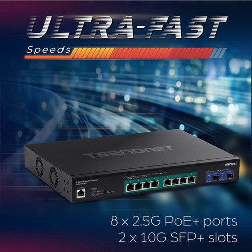 TRENDnet 10-Port Multi-Gig Web Smart PoE Switch - 10 Ports - Manageable - 25 Gigabit Ethernet 10 Gigabit Ethernet - 25GBase-T - - TPE-3102WS