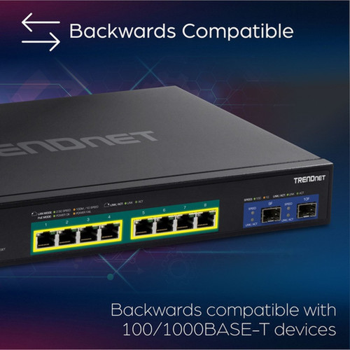 TRENDnet 10-Port Multi-Gig Web Smart PoE Switch - 10 Ports - Manageable - 25 Gigabit Ethernet 10 Gigabit Ethernet - 25GBase-T - - TPE-3102WS