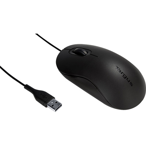 Targus AMU81USZ Full-Size Mouse - Optical - Cable - Matte Black - USB - 1000 dpi - Scroll Wheel - 3 Button(s) - Symmetrical (Fleet Network)