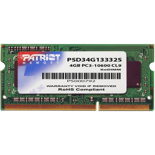 Patriot_Memory_Signature_PSD34G13332S_4GB_DDR3_SDRAM_Memory_Module_-_For_Notebook_-_4_GB_-_DDR3-1333PC3-10600_DDR3_SDRAM_-_CL9_-_150_PSD34G13332S