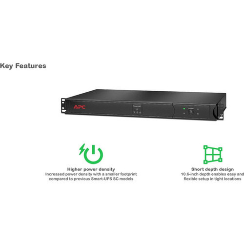 APC by Schneider Electric Smart-UPS 500VA Rack-mountable UPS - 1U Rack-mountable - AVR - 5 Hour Recharge - 120 V Input - 120 V AC - - SC500RM1U