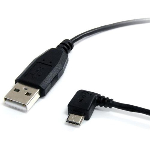 StarTech.com 1 ft Micro USB Cable - A to Left Angle Micro B - Type A Male USB - Micro Type B Male USB - 1ft - Black (Fleet Network)