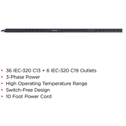 CyberPower PDU13103 42-Outlets PDU - Basic - NEMA L21-20P - 36 x IEC 60320 C13 6 x IEC 60320 C19 - 230 V AC - 0U - Vertical - PDU13103