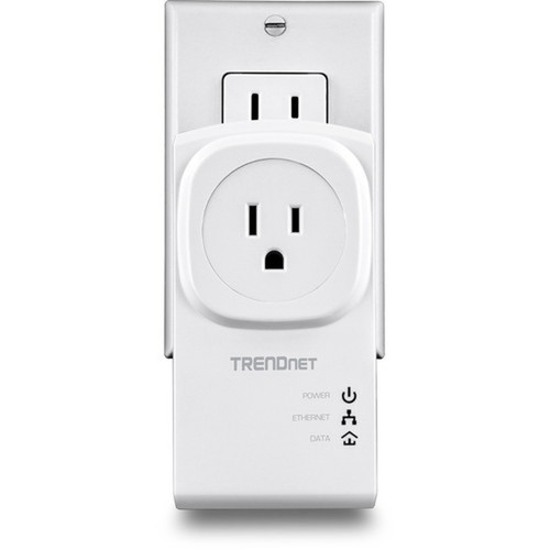 TRENDnet Powerline 500 AV Nano Adapter Kit With Built-In Outlet Power Outlet Pass-Through Includes 2 x TPL-407E Adapters Plug  For TPL-407E2K