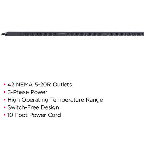 CyberPower PDU13101 42-Outlets PDU - NEMA L21-20P - 42 x NEMA 5-20R - 230 V AC - 0U - Vertical - Rack-mountable PDU13101