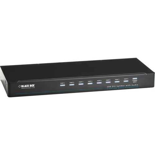 Black Box DVI-D Splitter with Audio and HDCP 1 x 8 - Audio Line In - Audio Line Out - DVI In - DVI Out AVSP-DVI1X8