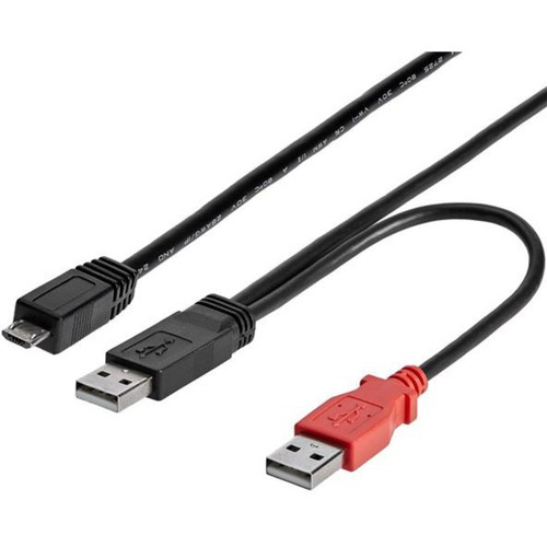 StarTech.com 3 ft USB Y Cable for External Hard Drive - Dual USB A to Micro B - Type A Male USB - Micro Type B Male USB - 3ft - Black (Fleet Network)
