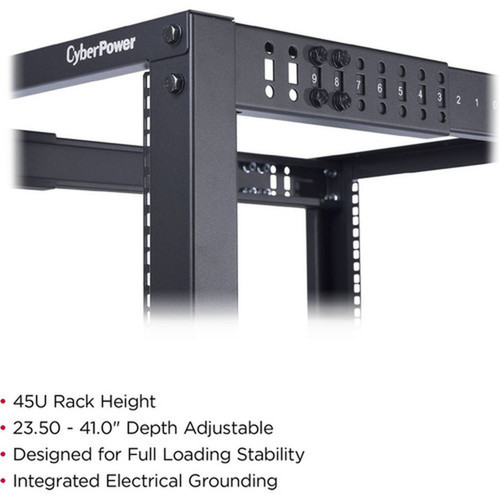 CyberPower 4-post Open Frame 19 Rack - 45U Rack Height x 19 48260 mm Rack Width x 40 1016 mm Rack Depth - Floor Standing - - CR45U40001