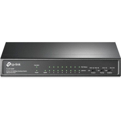 TP-Link 9-Port 10100Mbps Desktop Switch with 8-Port PoE - 9 Ports - Fast Ethernet - 10100Base-T - 2 Layer Supported - 360 W Power TL-SF1009P