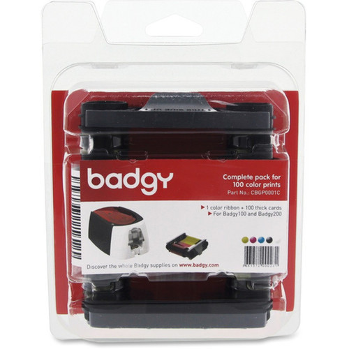 Evolis RibbonCard Kit - Dye Sublimation - 100 Cards - YMCKO - 1 Each CBGP0001C