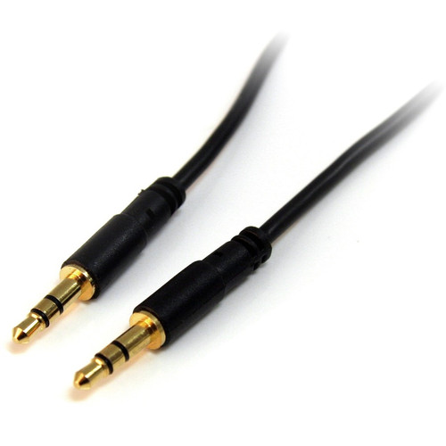 StarTech.com 15 ft Slim 3.5mm Stereo Audio Cable - M/M - Mini-phone Male Stereo Audio - Mini-phone Male Stereo Audio - 15ft - Black (Fleet Network)