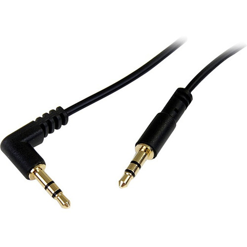 StarTech.com 3 ft Slim 3.5mm to Right Angle Stereo Audio Cable - M/M - Mini-phone Male Stereo Audio - Mini-phone Male Stereo Audio - - (Fleet Network)