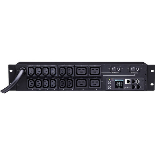 CyberPower PDU31008 Monitored PDU 200240V 30A 16-Outlet 1U Rackmount - Monitored - NEMA L6-30P - 12 x IEC 60320 C13 4 x IEC C19 PDU31008