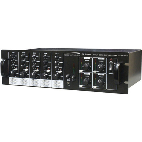Speco PL200M Amplifier - 160 W RMS - Black - Multizone - 60 Hz to 17 kHz PL200M