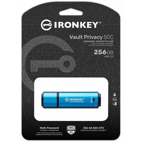 IronKey Vault Privacy 50 Series 256GB USB 3.2 (Gen 1) Type C Flash Drive - 256 GB - USB 3.2 (Gen 1) Type C - 230 MB/s Read Speed - 150 (IKVP50C/256GB)
