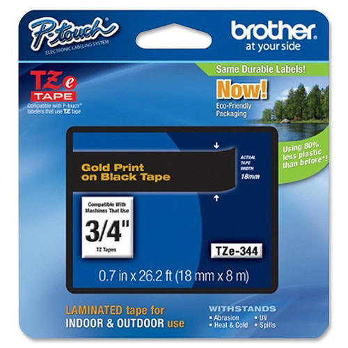Brother P-Touch TZe Flat Surface Laminated Tape - 3/4" Width - Gold - 1 / Each (Fleet Network)