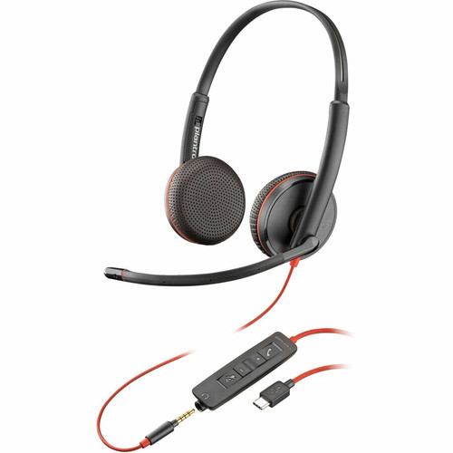 Poly Blackwire C3225 Headset - Microsoft Teams Certification - Stereo - Mini-phone (3.5mm), USB Type C - Wired - 32 Ohm - 20 Hz - 20 - (Fleet Network)