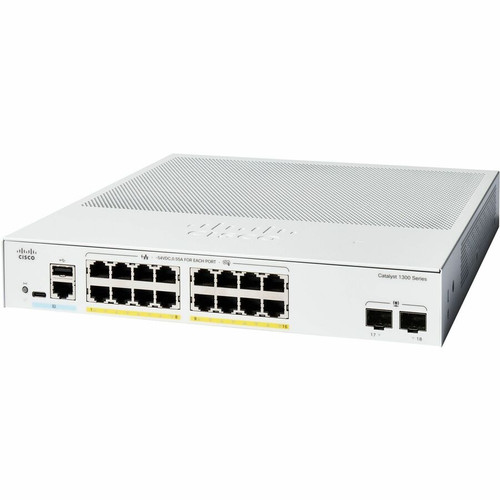 Cisco Catalyst C1300-16FP-2G Ethernet Switch - 16 Ports - Manageable - Gigabit Ethernet - 10/100/1000Base-T, 1000Base-X - 3 Layer - - (Fleet Network)