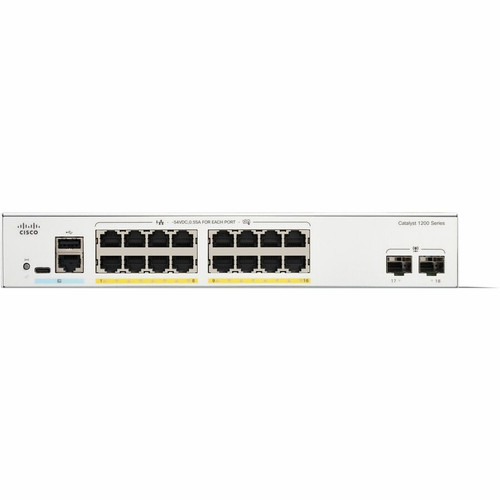 Cisco C1200-16P-2G Catalyst 16-Port Gigabit PoE+ Managed Switch - Layer 3120W PoE Budget - 2 SFP Slots - 1U Rack-Mountable