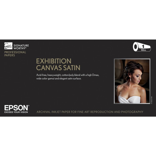 Epson Signature Worthy Inkjet Print Canvas - 13" x 20 ft - 430 g/m&#178; Grammage - Semi-gloss, Satin - 1 Roll - Bright White (Fleet Network)