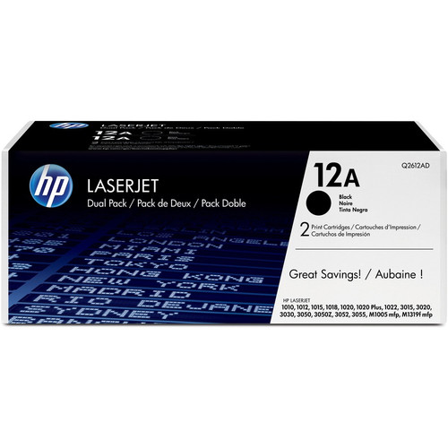 HP 12A (Q2612D) Original Toner Cartridge - Dual Pack - Laser - Standard Yield - 2000 Pages - Black (Fleet Network)