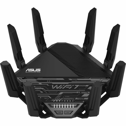 Asus Wi-Fi 7 Ethernet Wireless Router - Tri Band - 2.40 GHz ISM Band - 6 GHz UNII Band - 8 x Antenna(8 x External) - 2.28 GB/s Speed - (Fleet Network)