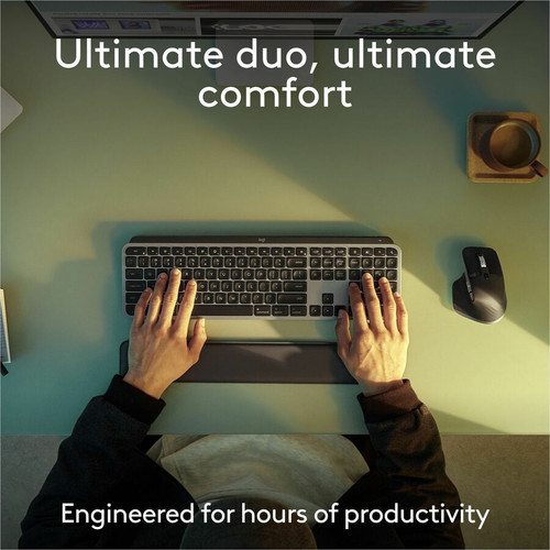 Logitech 920-012592 MX Keys S Combo Keyboard & Mouse - Wireless Bluetooth - Space Gray - Backlit Keyboard with Palm Rest - Darkfield Mouse 8000 DPI