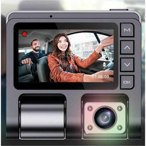 GekoGear 2 Channel 1080P Front/In-Cabin Dashcam With Display - 2.5" Screen - Front/Rear - Wired - 1920 x 1080 Video - CMOS (ORBIT D110)