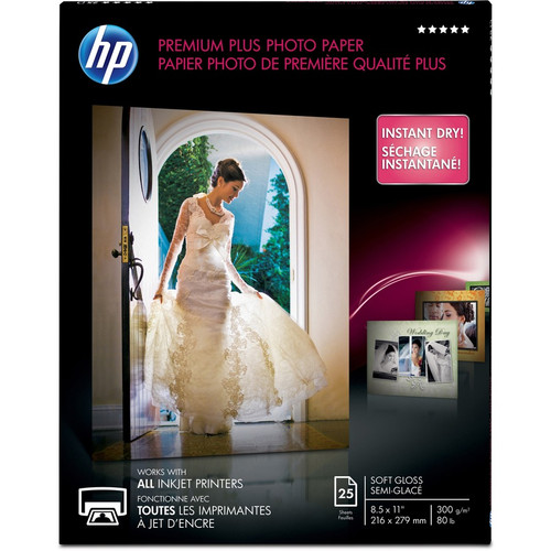 HP Premier Plus Inkjet Print Photo Paper - Letter - 8 1/2" x 11" - Soft Gloss - 1 / Pack - White (Fleet Network)