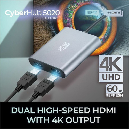 Adesso USB-C to Dual HDMI Adapter - 2 x HDMI Digital AudioVideo - Female - 1 x USB Type C - Male - 3840 x 2160 Supported AUH-5020